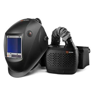 TECMEN Сварочная маска с автоматическим светофильтром и подачей воздуха ADF 820S TM16 черная с PAPR (внешняя кнопка зачистки)